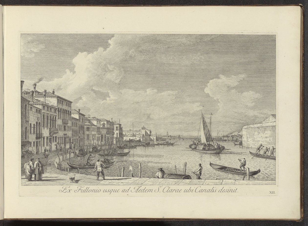 Gezicht op het Canal Grande en de kerk de Santa Chiara te Venetië door Antonio Visentini