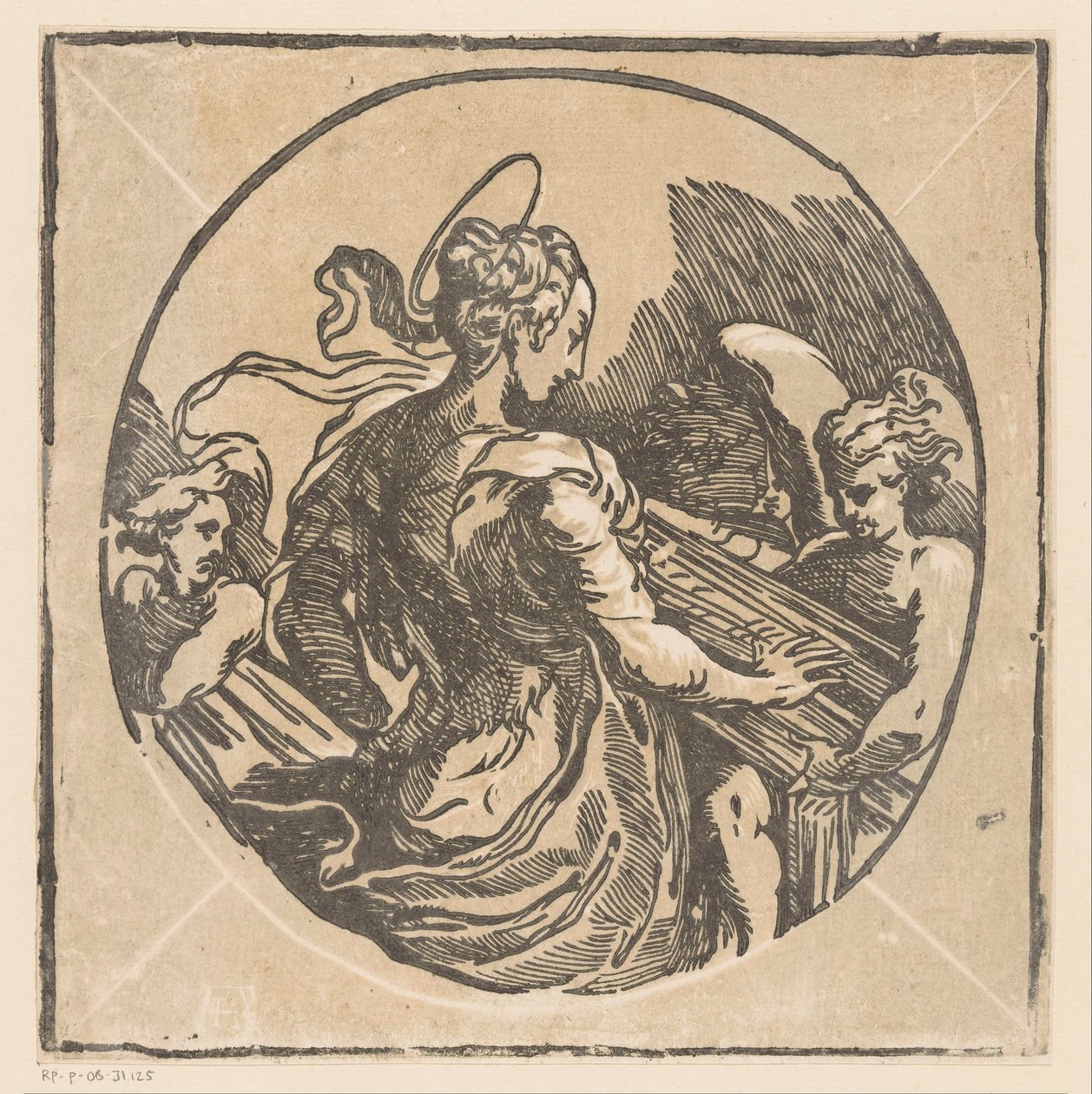 Heilige Cecilia musicerend door Antonio da Trento (possibly)