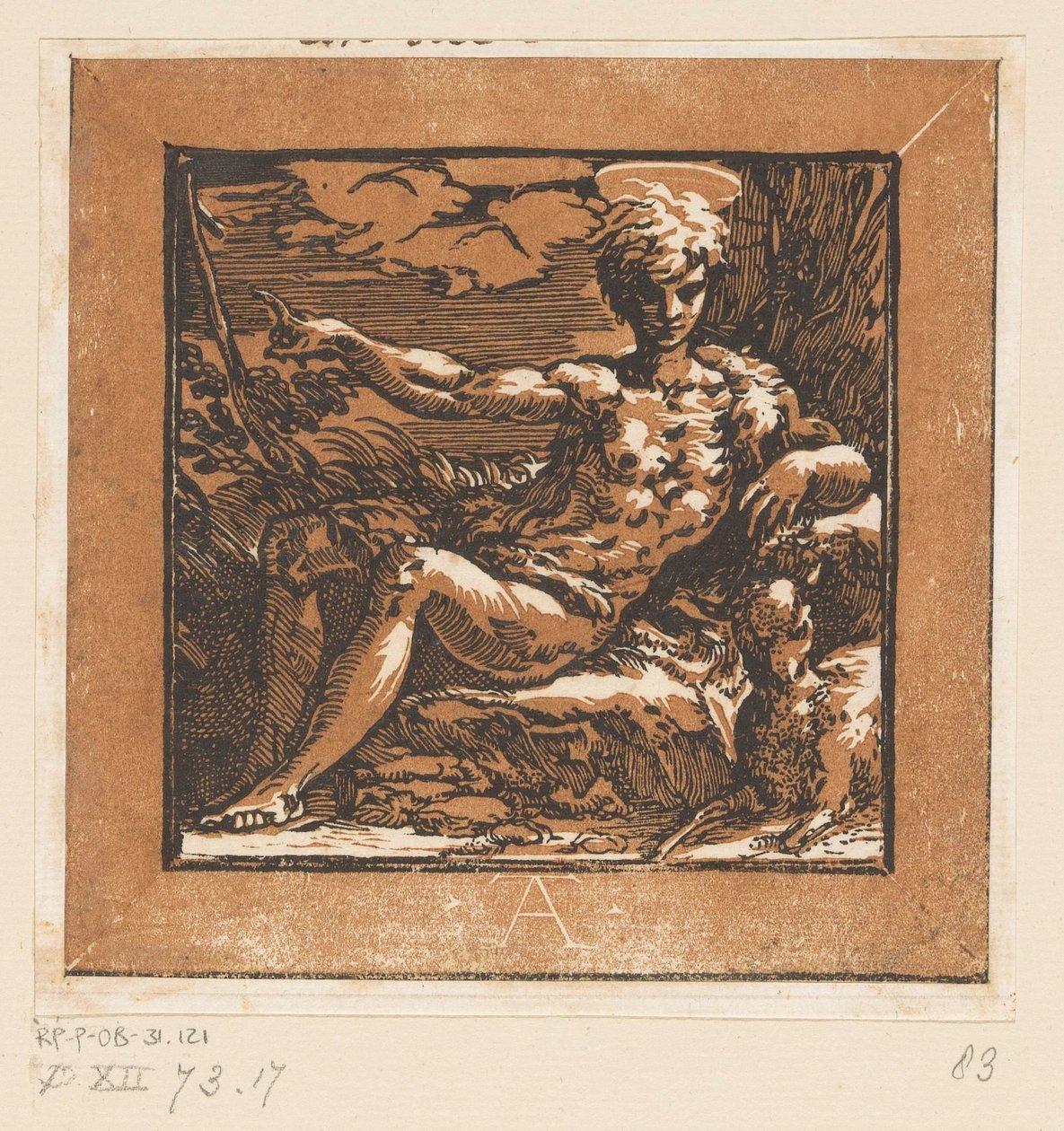Johannes de Doper in de wildernis door Antonio da Trento