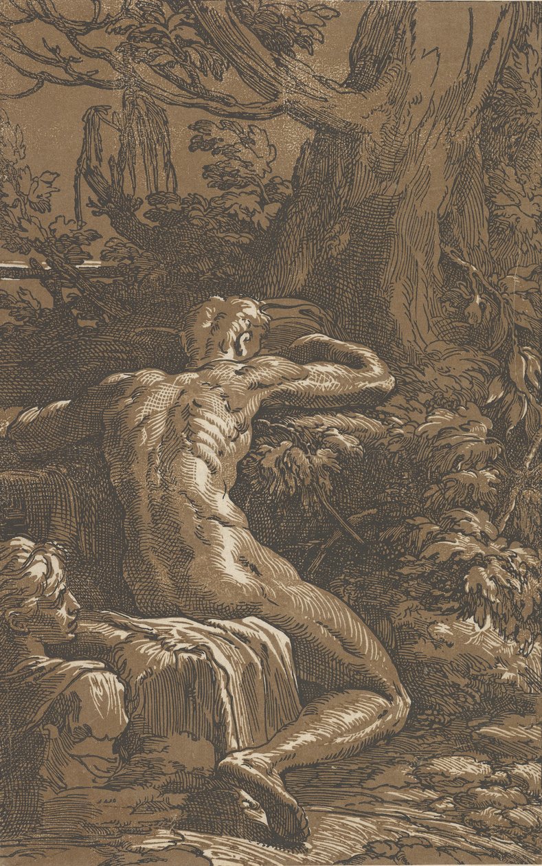 Man zittend gezien van achteren Narcissus, ca. 1527-30 door Antonio da Trento