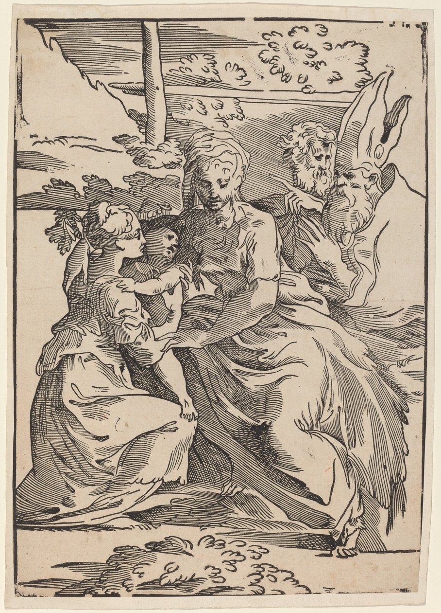 De Heilige Familie met Twee Heiligen door Antonio da Trento after Parmigianino