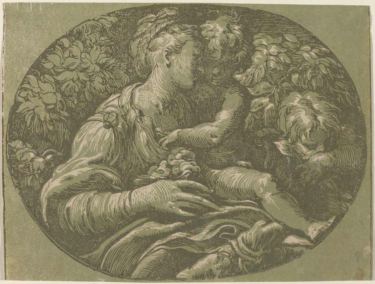 De Maagd met de Roos door Antonio da Trento after Parmigianino