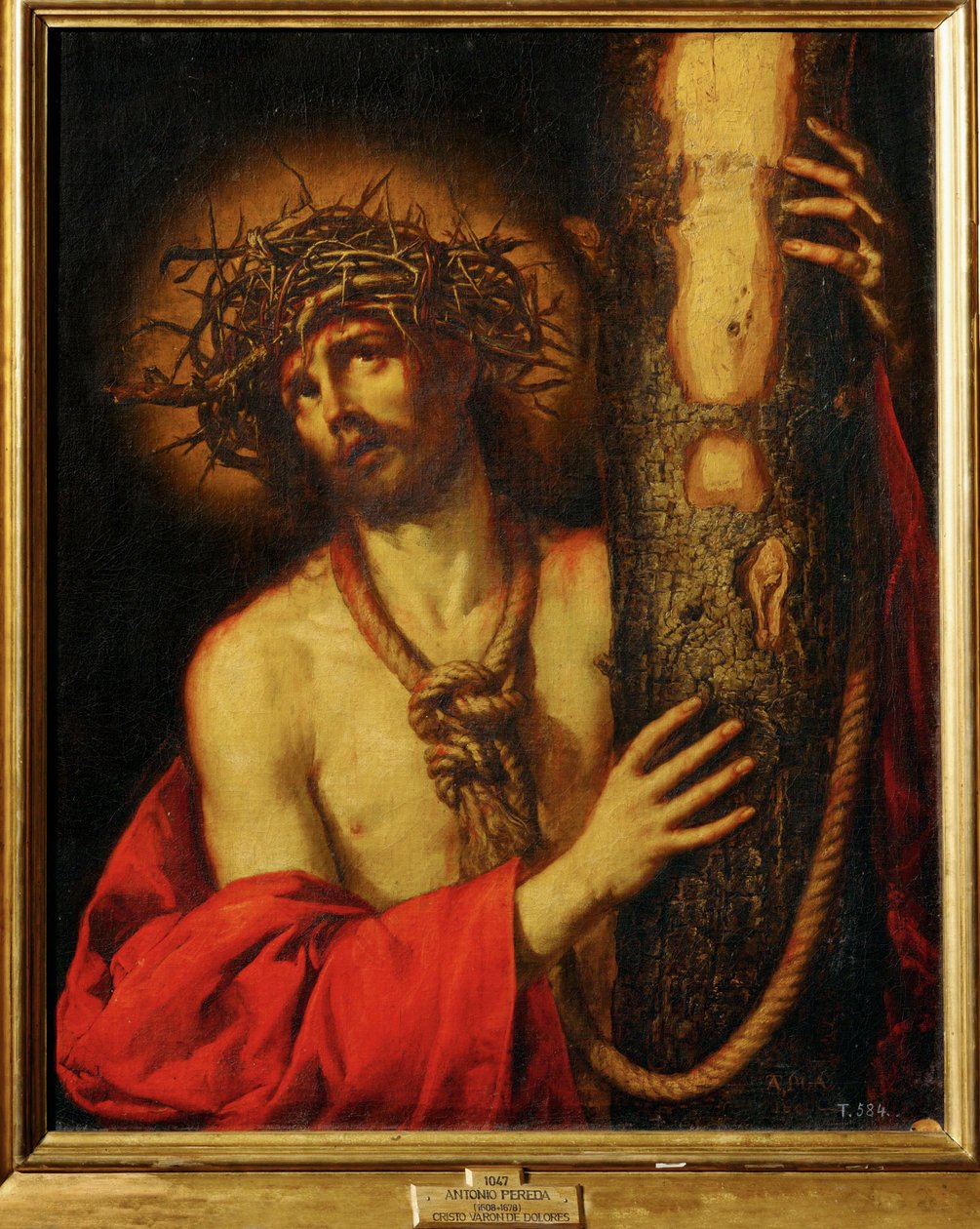 Lijdende Christus (schilderij op doek) door Antonio de Pereda
