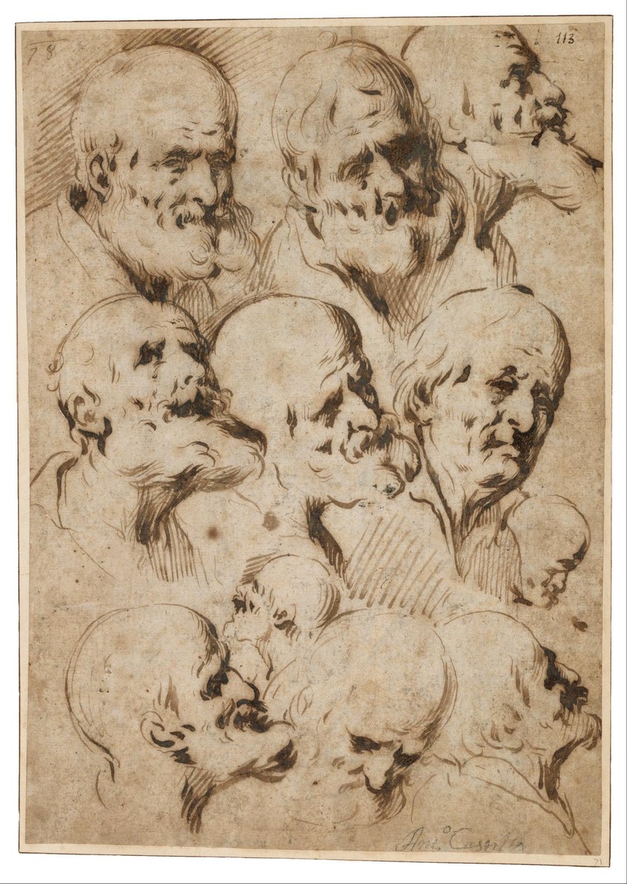 Studie van de hoofden van apostelen door Antonio del Castillo y Saavedra