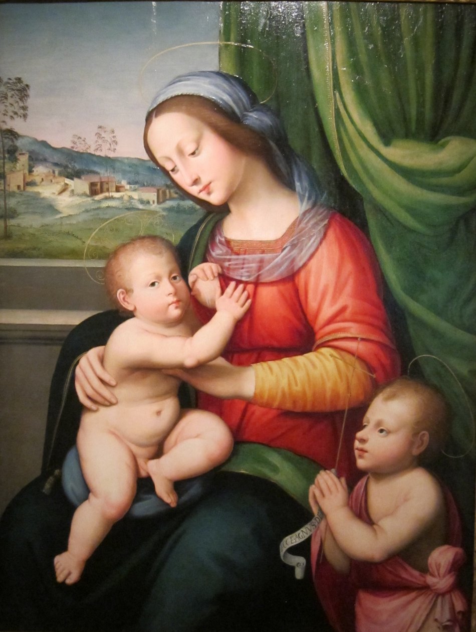 Madonna/Virgin en Kind met het Kind Johannes de Doper door Antonio del Ceraiolo