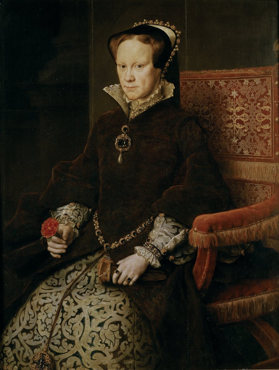 Koningin Mary Tudor, koningin van Engeland, tweede vrouw van Filips II. door Antonis Mor