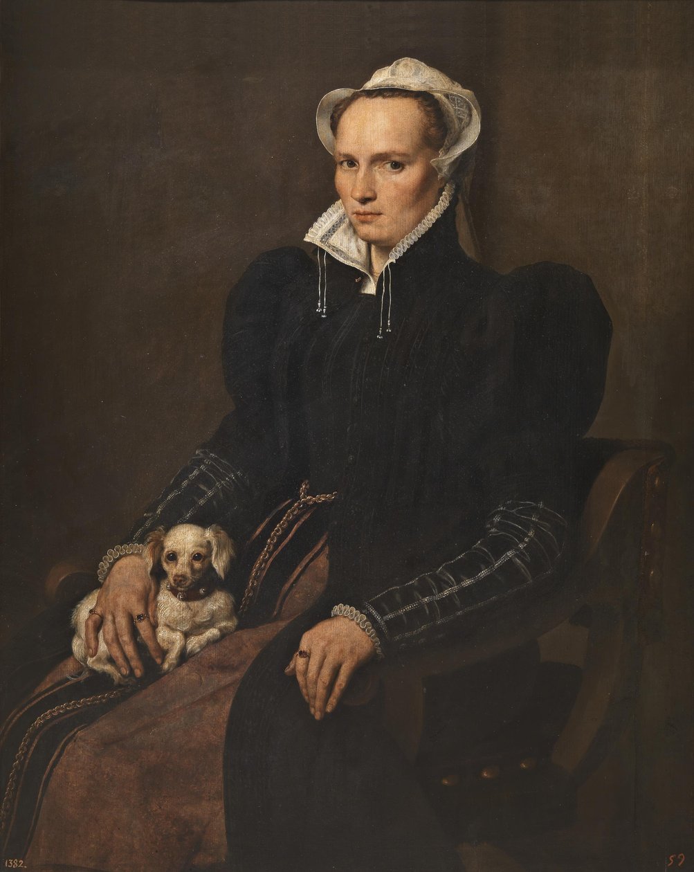 Portret van een onbekende vrouw door Antonis Mor