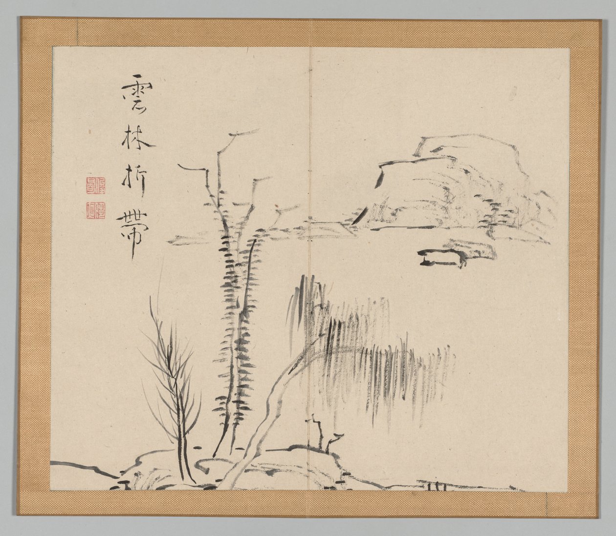 Dubbel Album van Landschapsstudies na Ikeno Taiga, Deel 2 blad 16, 18e eeuw door Aoki Shukuya