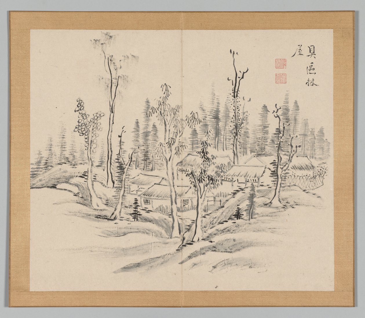 Dubbel album van landschapsstudies naar Ikeno Taiga, Volume 2 blad 23, 18e eeuw door Aoki Shukuya