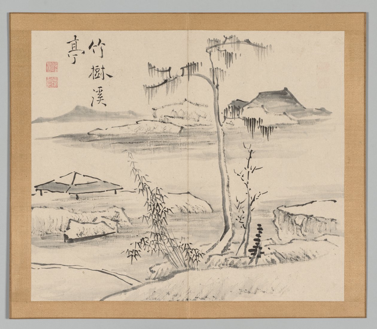 Dubbel Album van Landschapsstudies na Ikeno Taiga, Deel 2 blad 24 door Aoki Shukuya