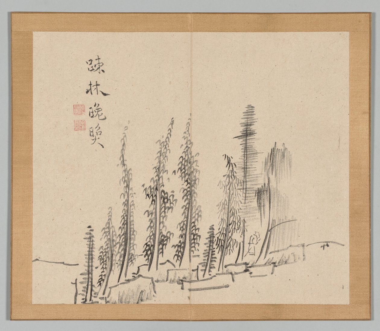 Dubbel album van landschapsstudies naar Ikeno Taiga, Volume 2 blad 30, 18e eeuw door Aoki Shukuya