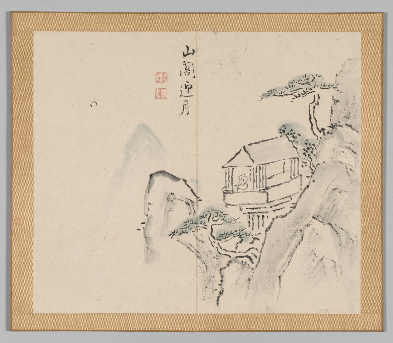 Dubbel album van landschapsstudies naar Ikeno Taiga, Volume 2 blad 31, 18e eeuw door Aoki Shukuya