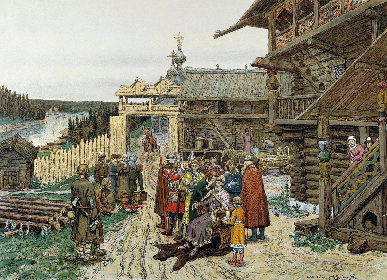Hof van een feodale Russische prins door Appolinari Mikhaylovich Vasnetsov