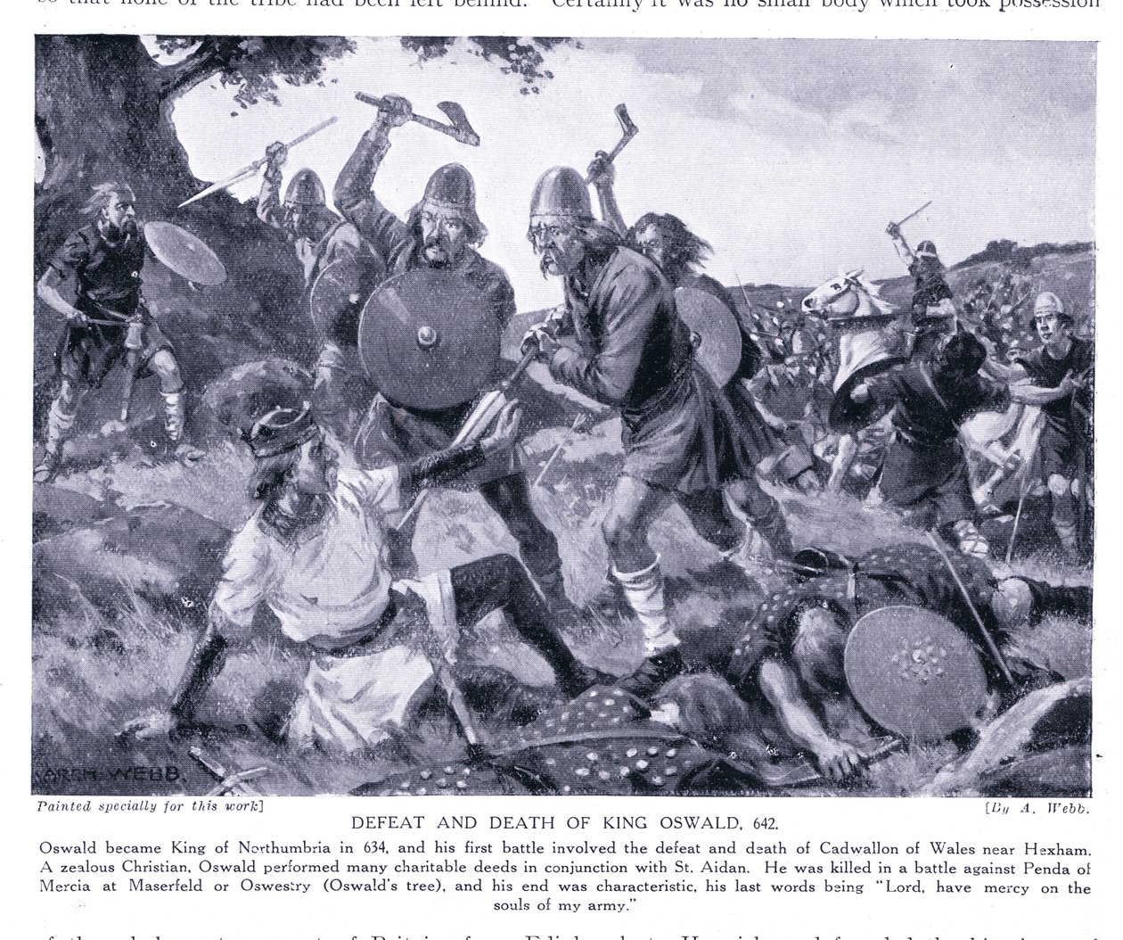 Nederlaag en dood van koning Oswald AD642, jaren 1920 door Archibald Webb