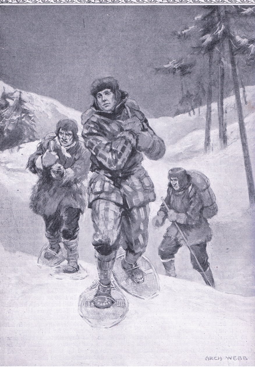 Door spoorloze woestenijen naar Labrador (Donald Smith), illustratie uit Cassells Romance of Famous Lives, ca. 1940 door Archibald Webb