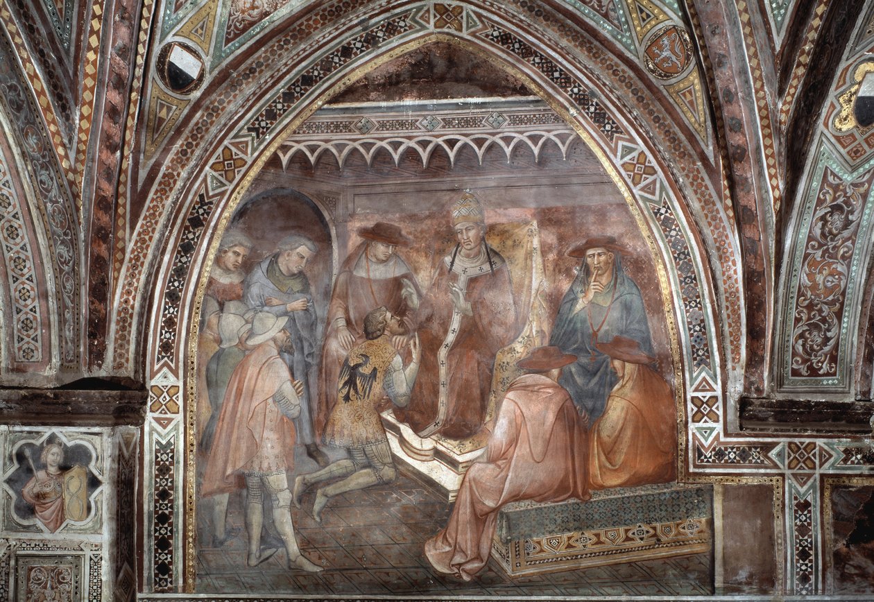 Paus Alexander III door Aretino Luca Spinello or Spinelli