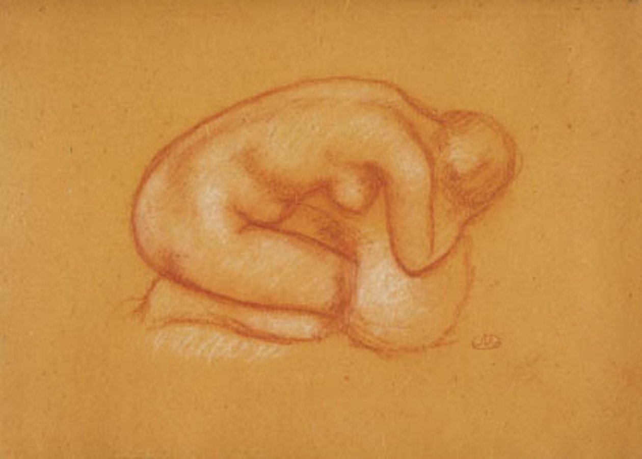 Knielend model met hoofd rustend in handen, naar rechts gericht door Aristide Maillol