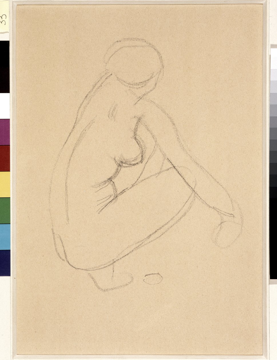 Naakte hurkzit. Tekening door Aristide Maillol (1861-1944). Potlood op papier. Afm: 32x23cm. Musée Cantini, Marseille door Aristide Maillol