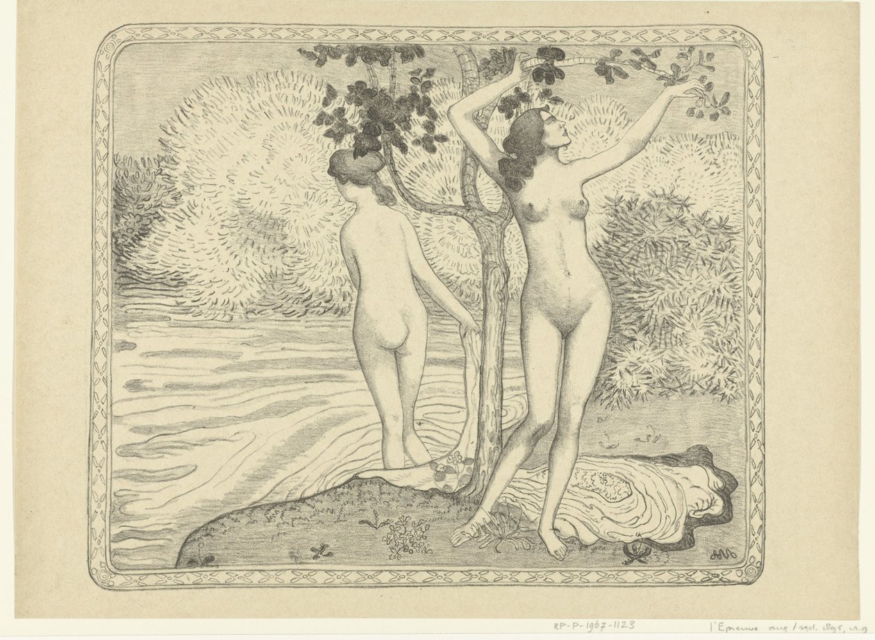 Twee badende vrouwen bij waterkant door Aristide Maillol