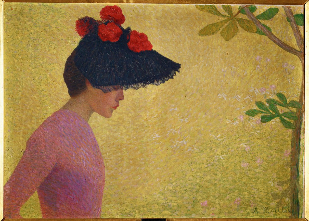 Vrouw in profiel (schilderij op doek) door Aristide Maillol