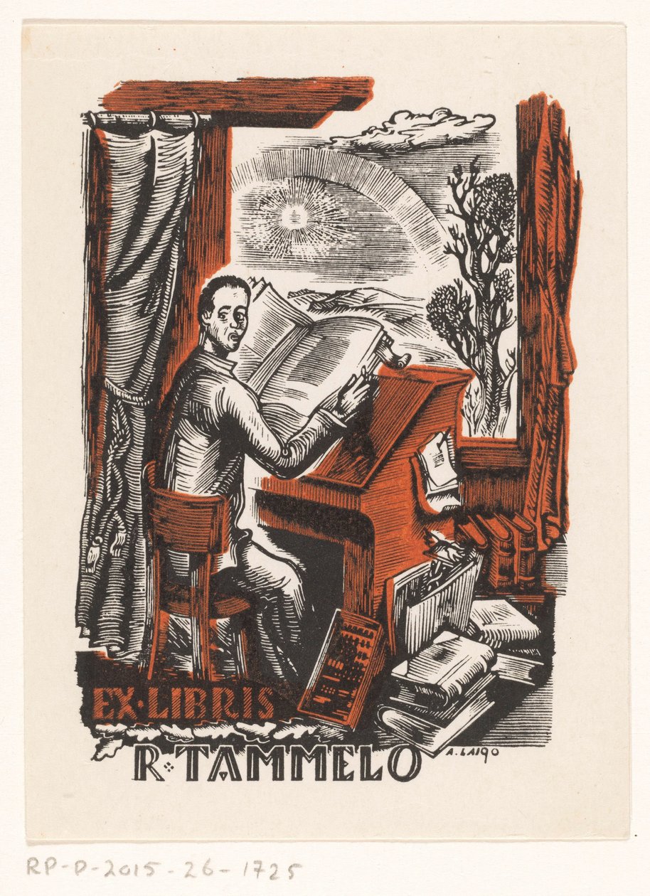 Ex libris van R. Tammelo door Arkadio Laigo