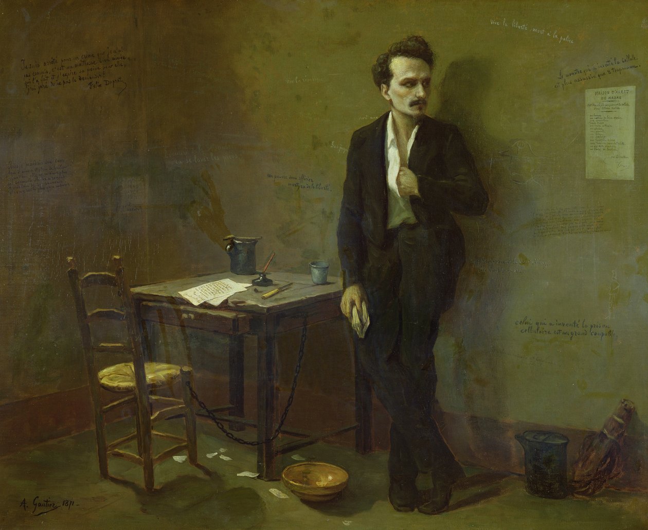Henri Rochefort (1831-1913) in de Mazas-gevangenis, 1871 door Armand Desire Gautier