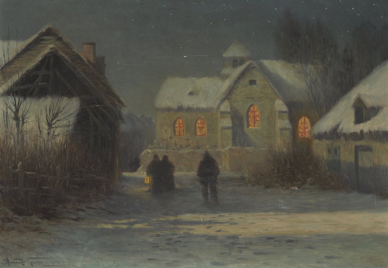 Middernachtmis, Kerstnacht in Bertincourt, Champagne door Armand Guery