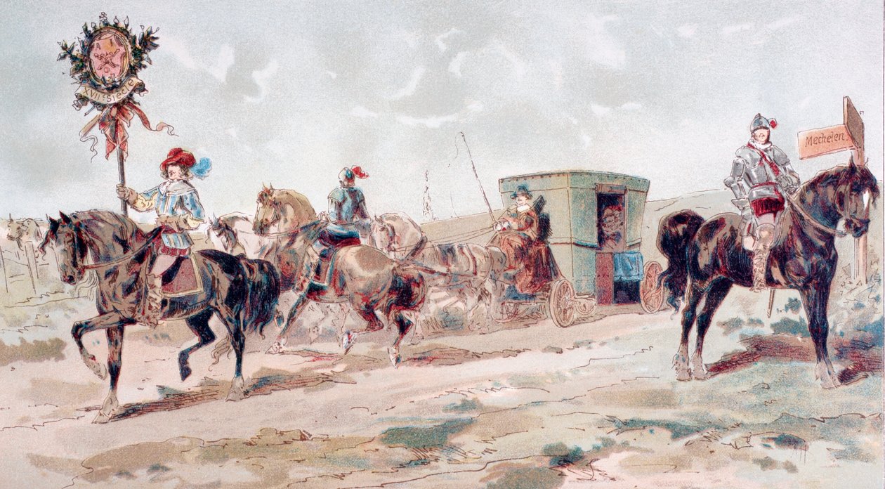 Een overdekte koets uit de 17e eeuw, 1886 door Armand Jean Heins