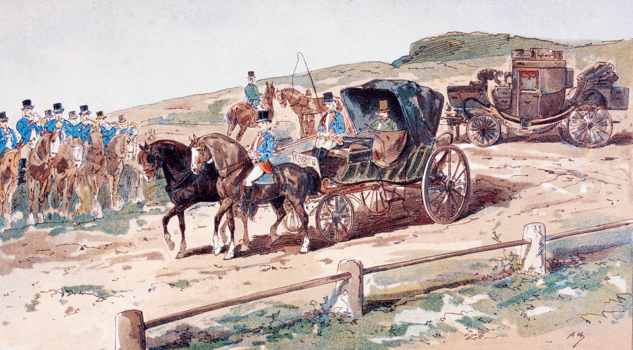 Een postiljon op een koetspaard, 19e eeuw, 1886 door Armand Jean Heins