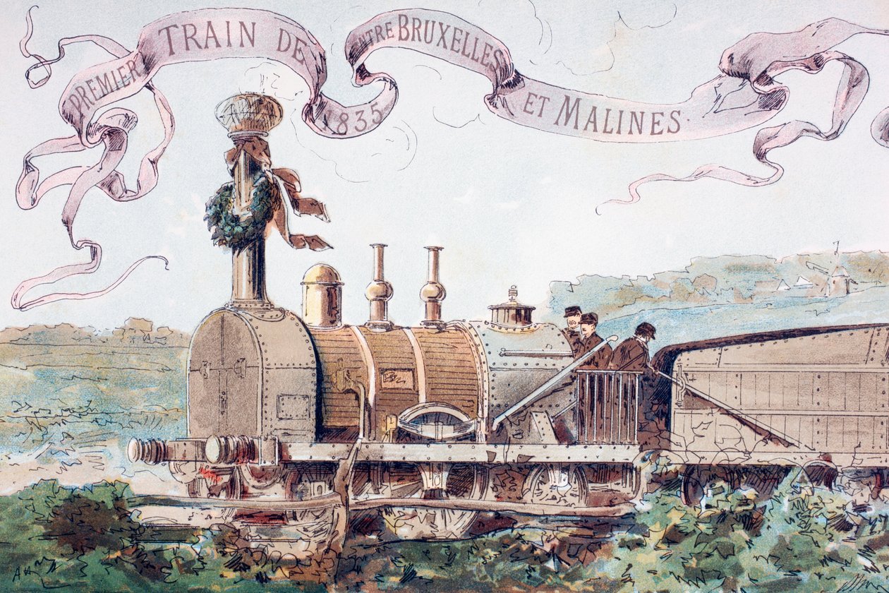 Viering van de eerste trein van Brussel naar Mechelen in 1835, 1886 door Armand Jean Heins