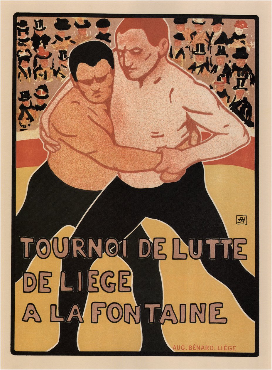 Worsteltornooi, Luik, 1899 door Armand Rassenfosse
