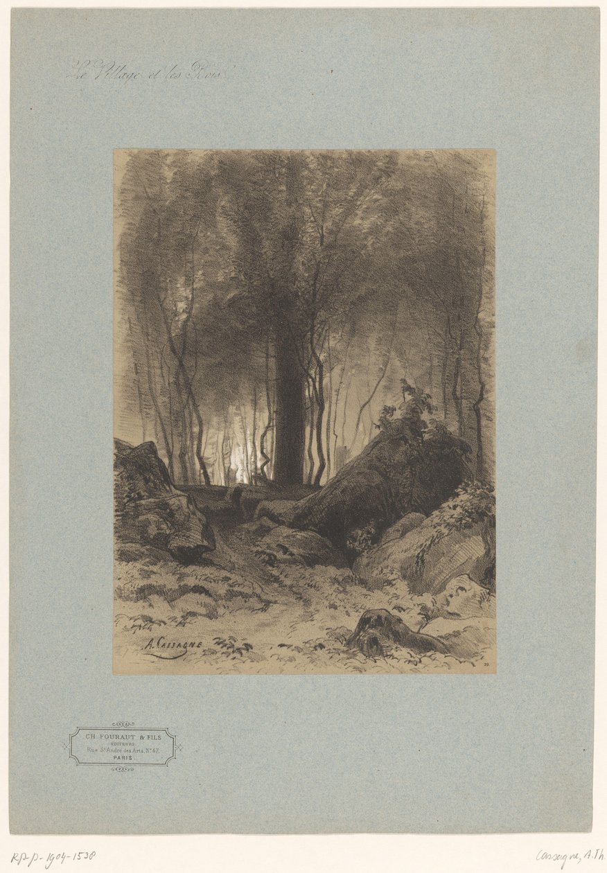 Bosgezicht met rotsblokken door Armand Theophile Cassagne