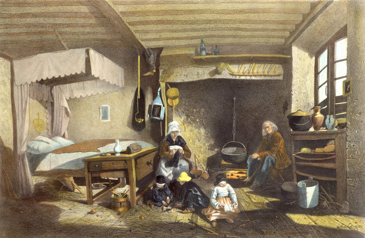 Interieur van een huis in Royat door Armand Theophile Cassagne