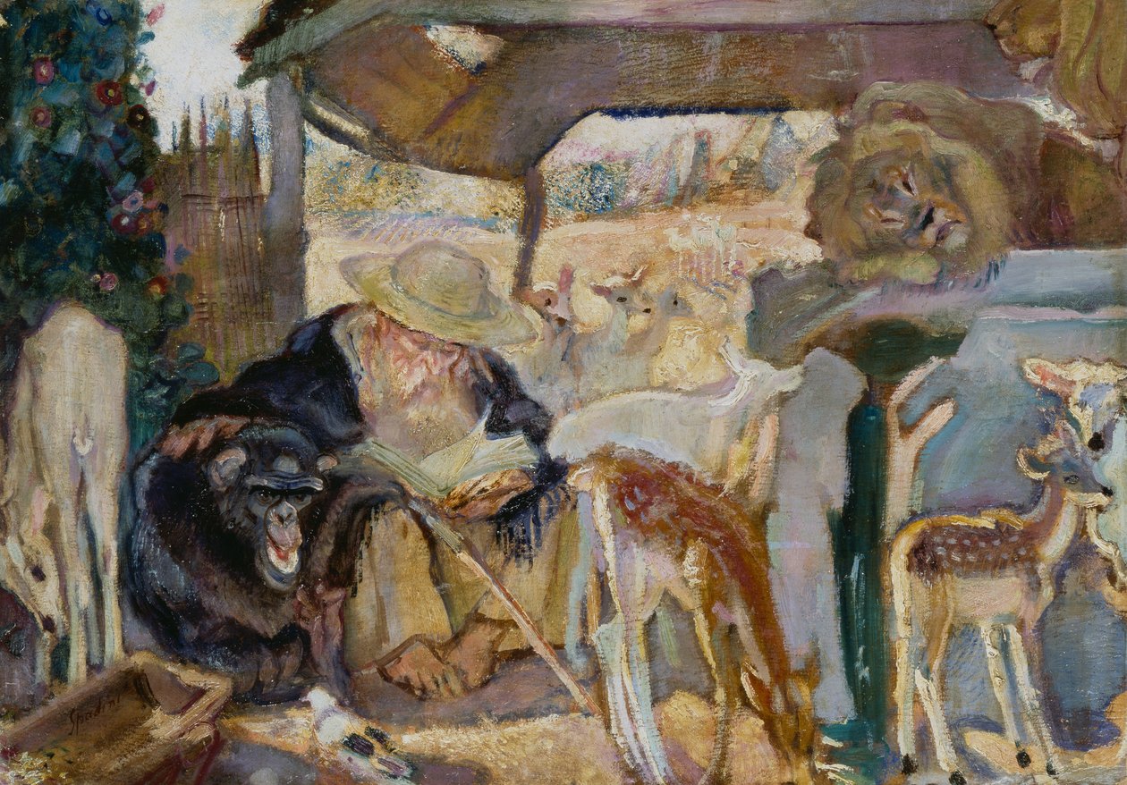 Sint Antonius tussen dieren door Armando Spadini