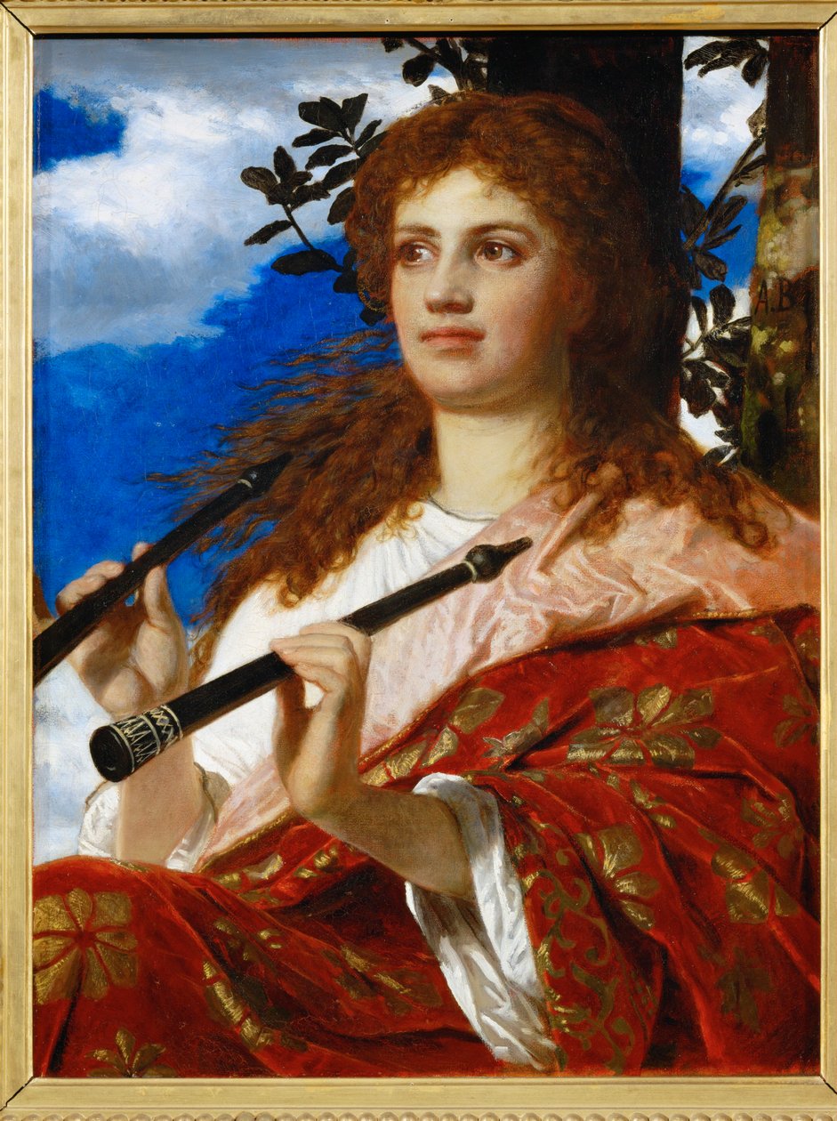 Die Muse des Anakreon - De muze van Anakreon ... (schilderij op doek) door Arnold Böcklin