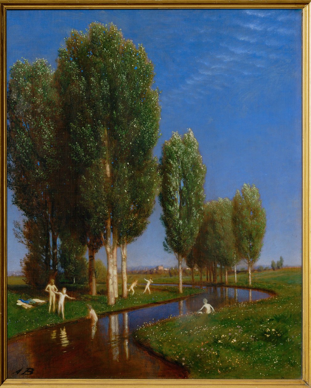 Ein Sommertag - Een zomerdag ... (schilderij op hout) door Arnold Böcklin