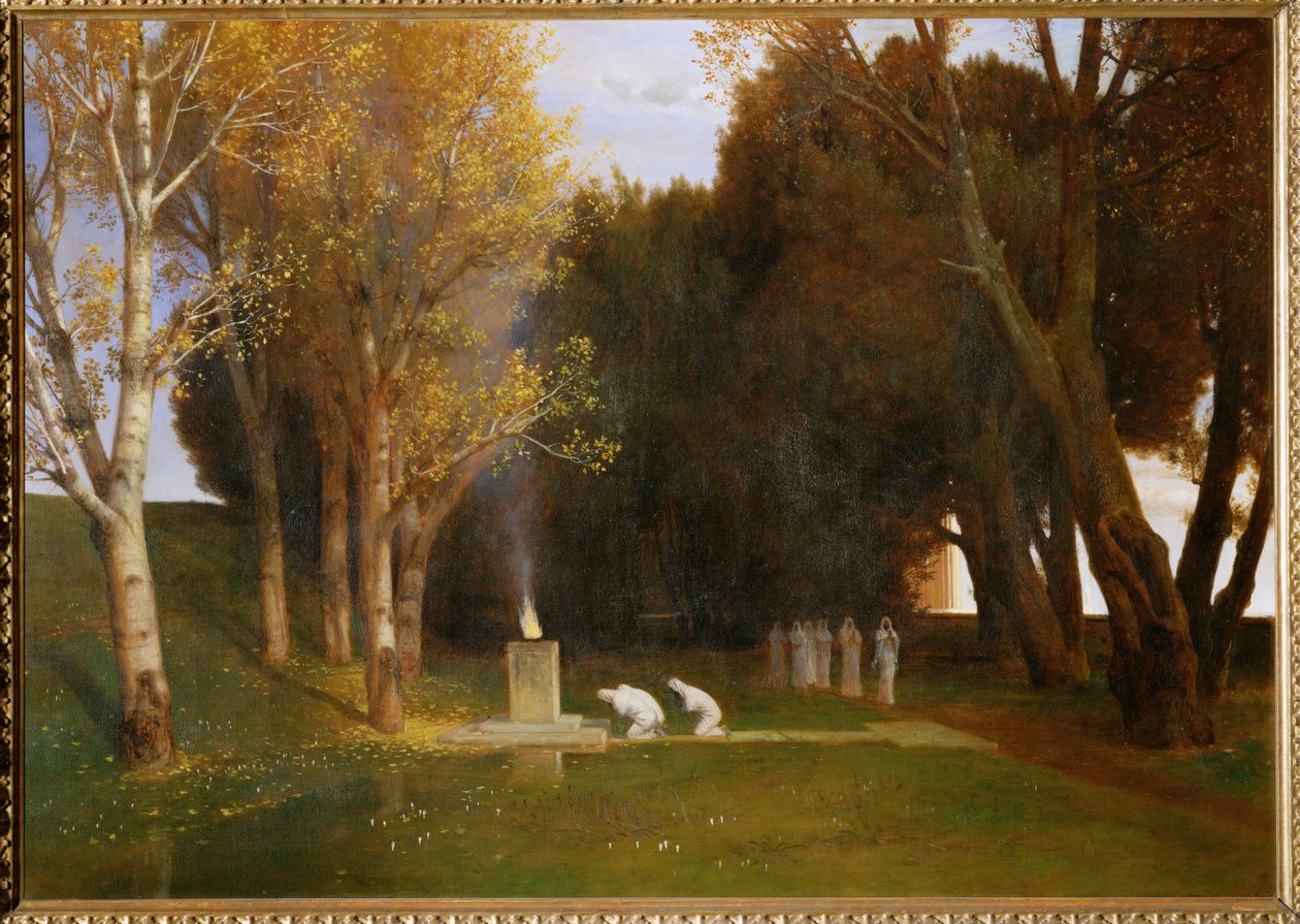 Heiliger Hain - Heilig bos ... (schilderij op doek) door Arnold Böcklin