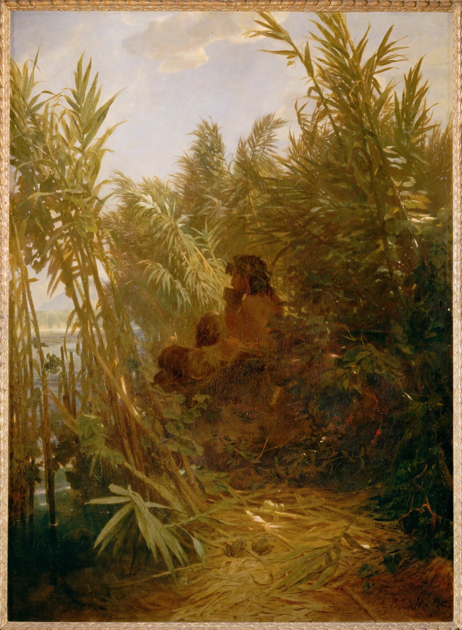 Pan im Schilf - Pan in het riet ... (schilderij op doek) door Arnold Böcklin