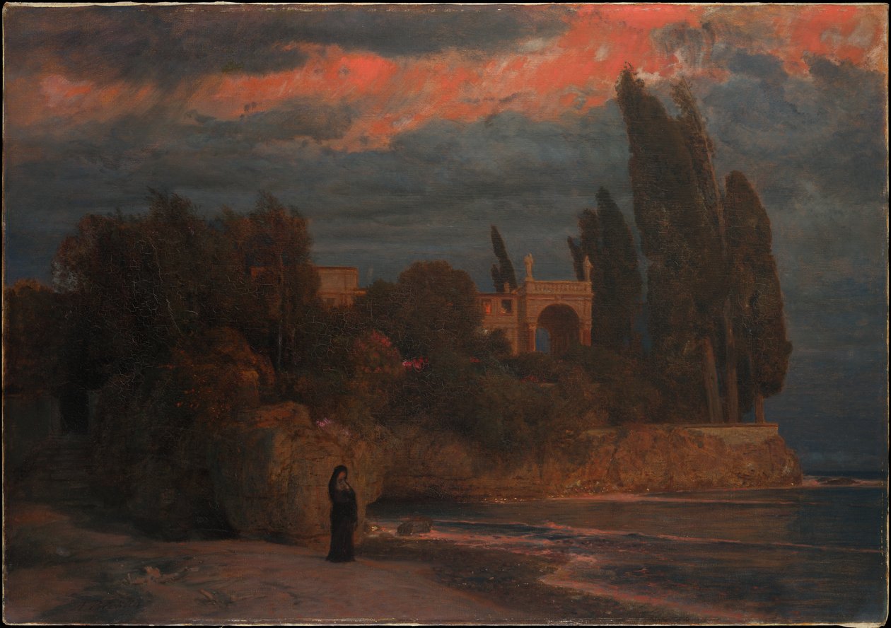 Villa aan zee door Arnold Böcklin