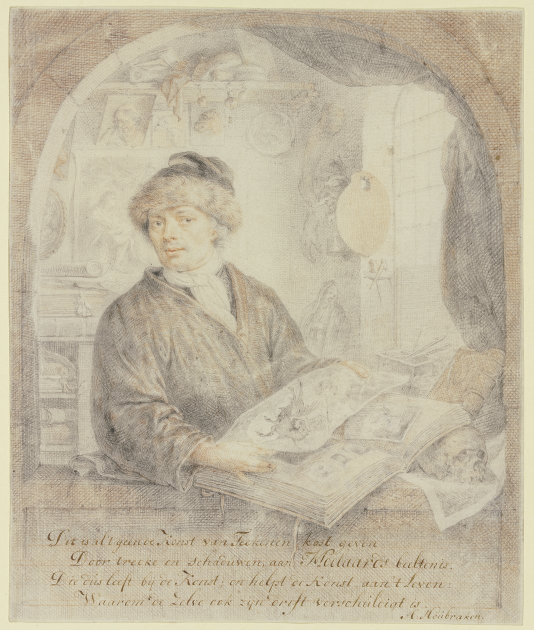 Portret van kunsthandelaar Jacob Moelaert door Arnold Houbraken