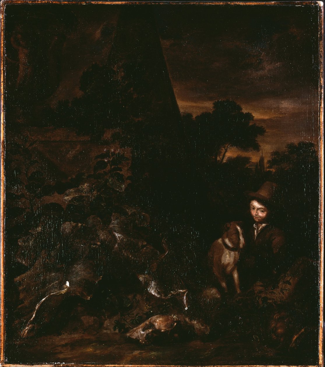 Landschap met jager door Arnold Houbraken
