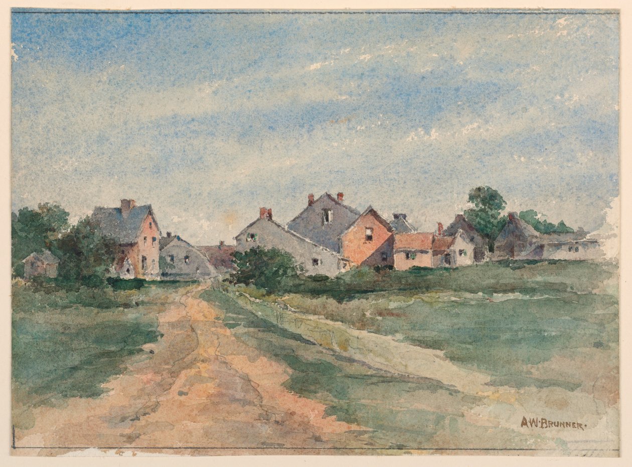 Landschap met Huizen door Arnold William Brunner