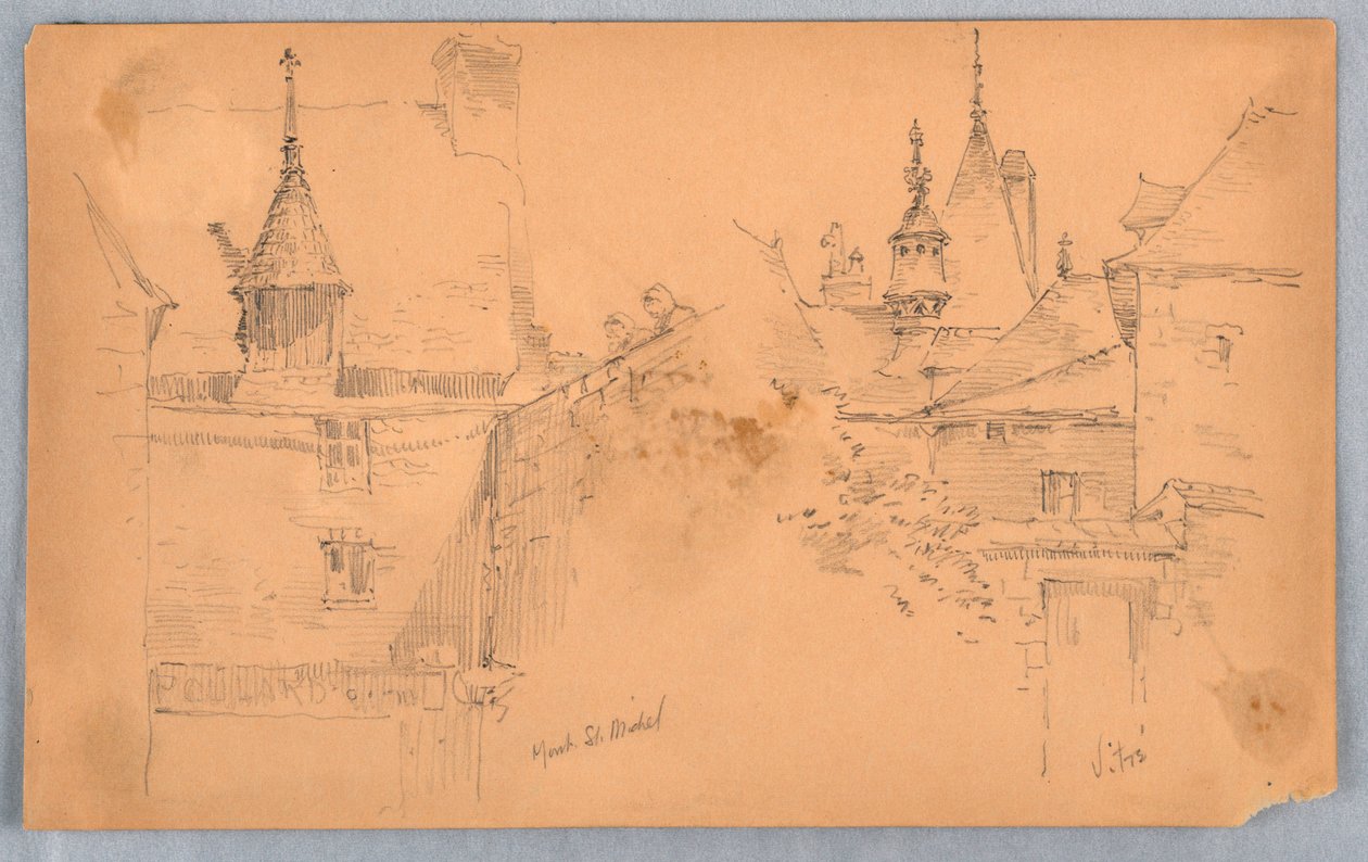 Twee scènes in Mont St. Michel en Vitré door Arnold William Brunner