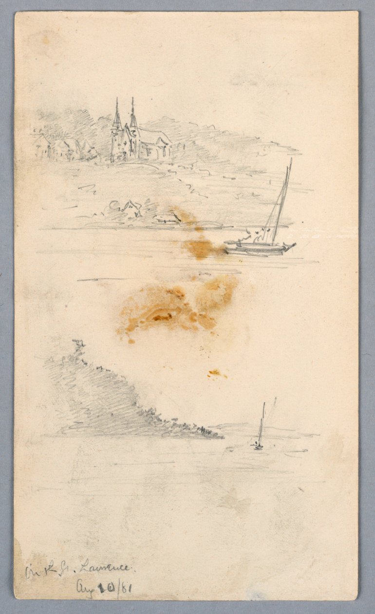 Twee Schetsen van Zeilboten bij St. Lawrence door Arnold William Brunner