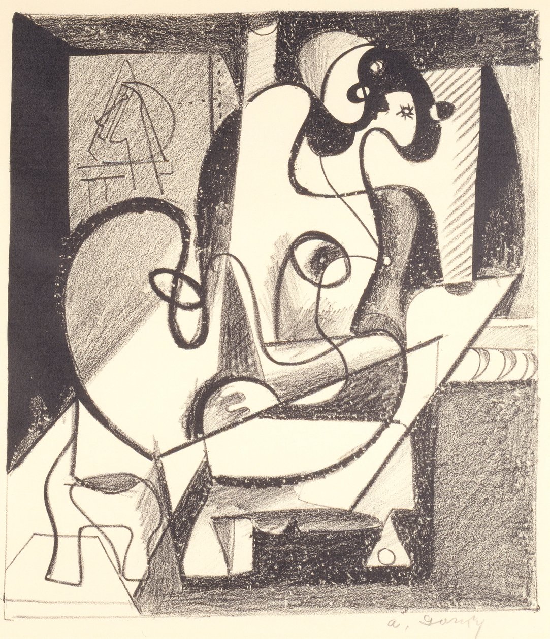 Schilder en Model (De Scheppingskamer) door Arshile Gorky