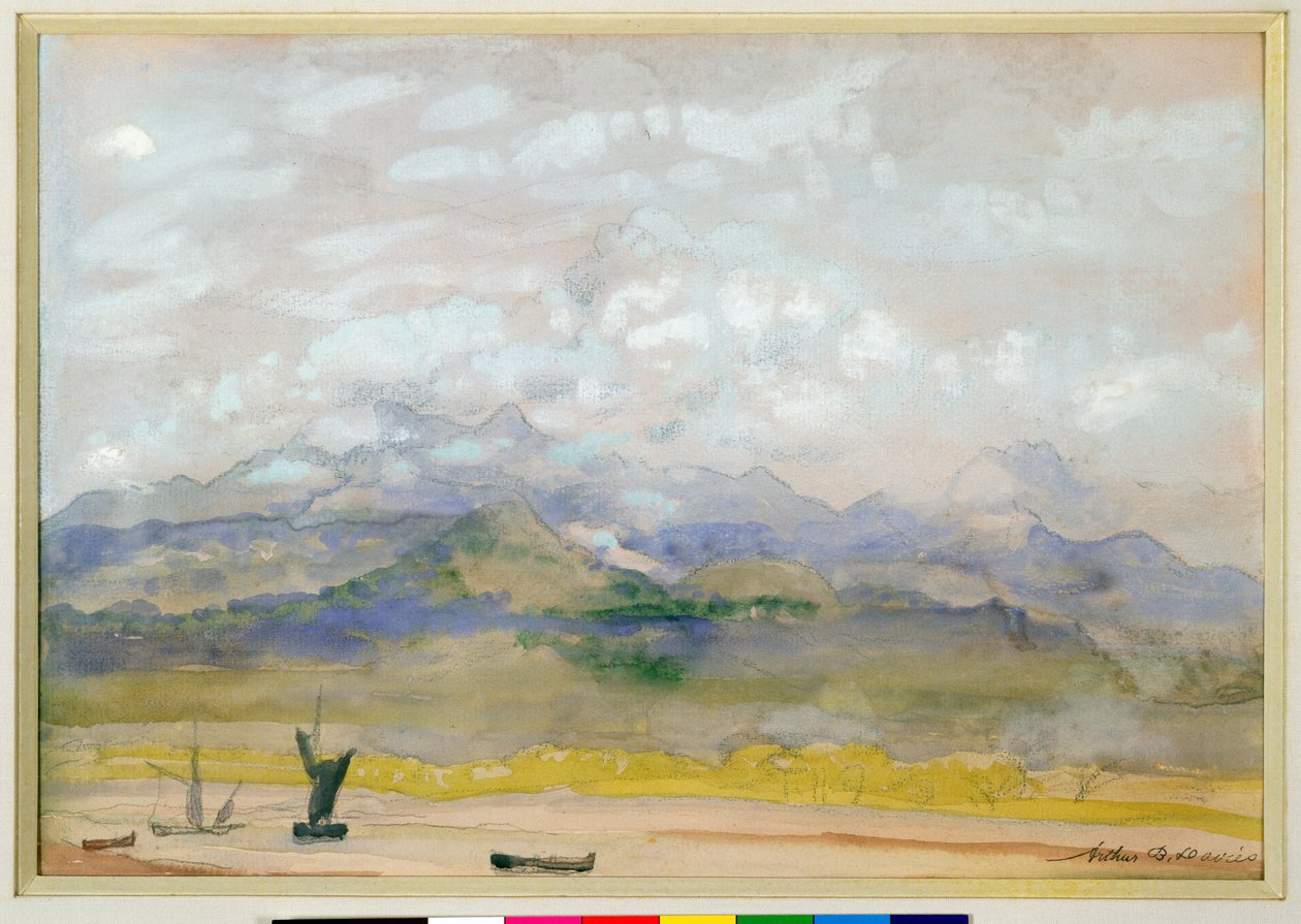 Een romantisch landschap door Arthur Bowen Davies