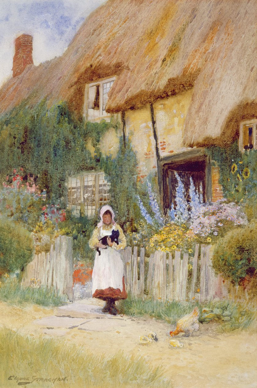 Bij de cottagepoort door Arthur Claude Strachan