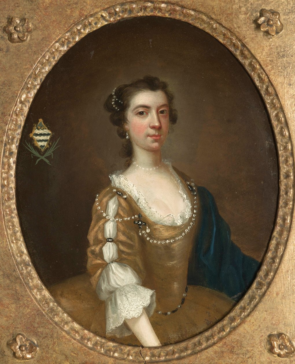 Een van een paar portretten van twee zussen van de Moult-familie uit Nottinghamshire door Arthur Devis