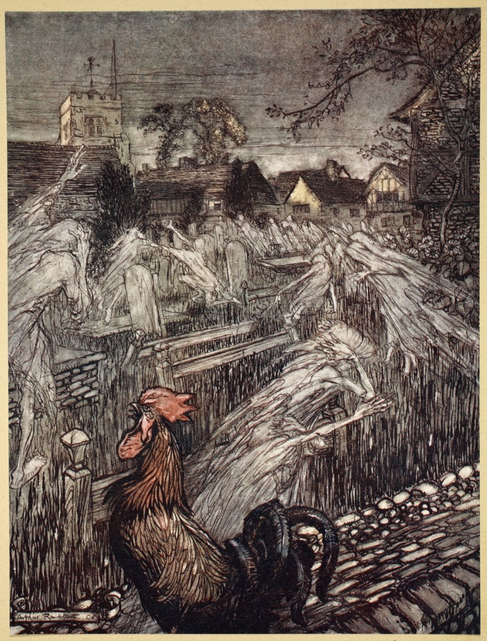 ..Geesten, hier en daar dwalend, Troepen naar huis naar kerkhoven, illustratie uit 