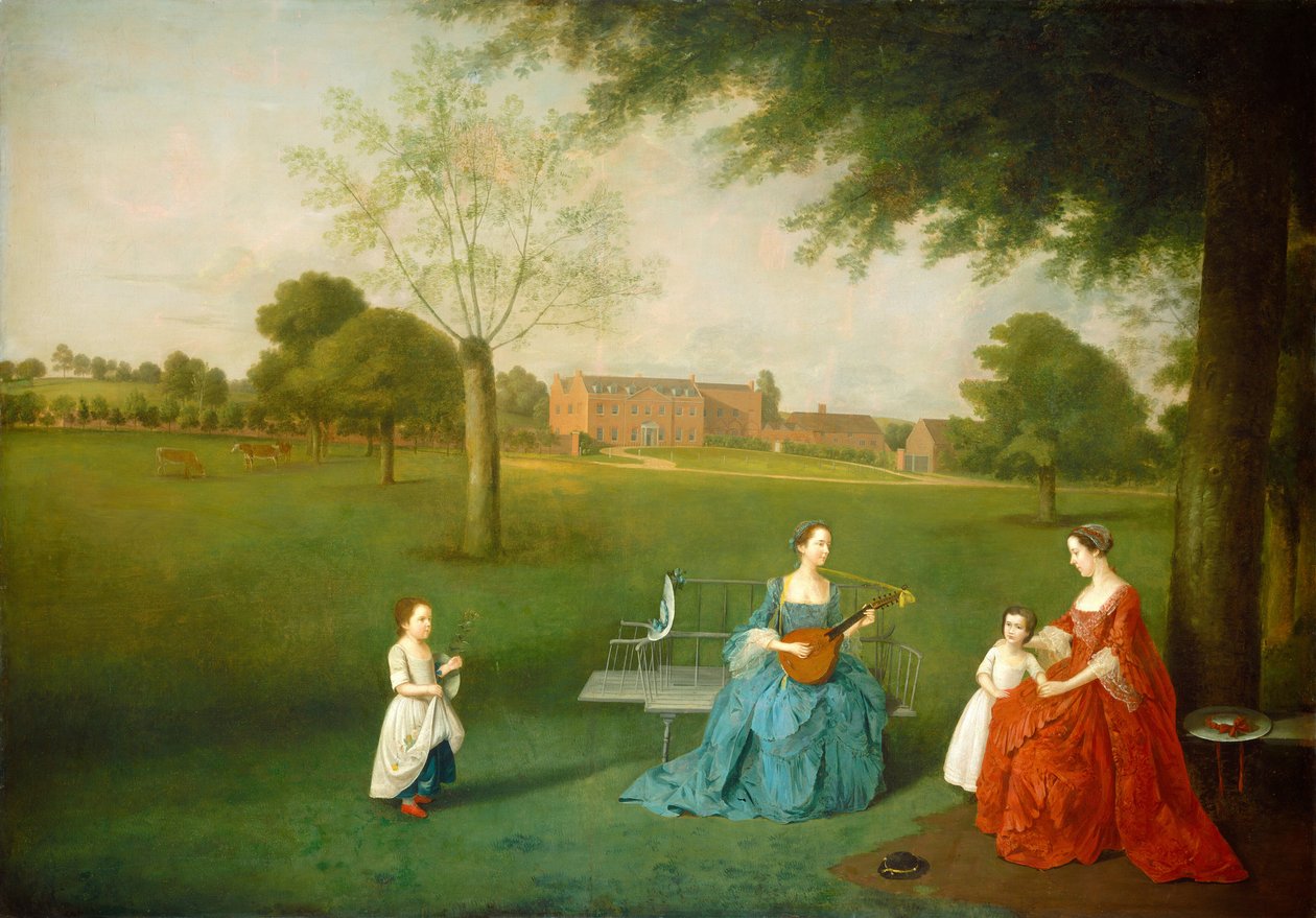 Leden van de familie Maynard in het park van Waltons door Arthur Devis